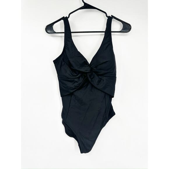 DKNY Black Peek-A-Boo Twist One Piece Swimsuit Size 10 NWT - Picture 2 of 5